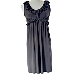 Black Ruffle Women's Whimsigoth Coquette Sz M Babydoll Dress Stretch Jersey LBD‎